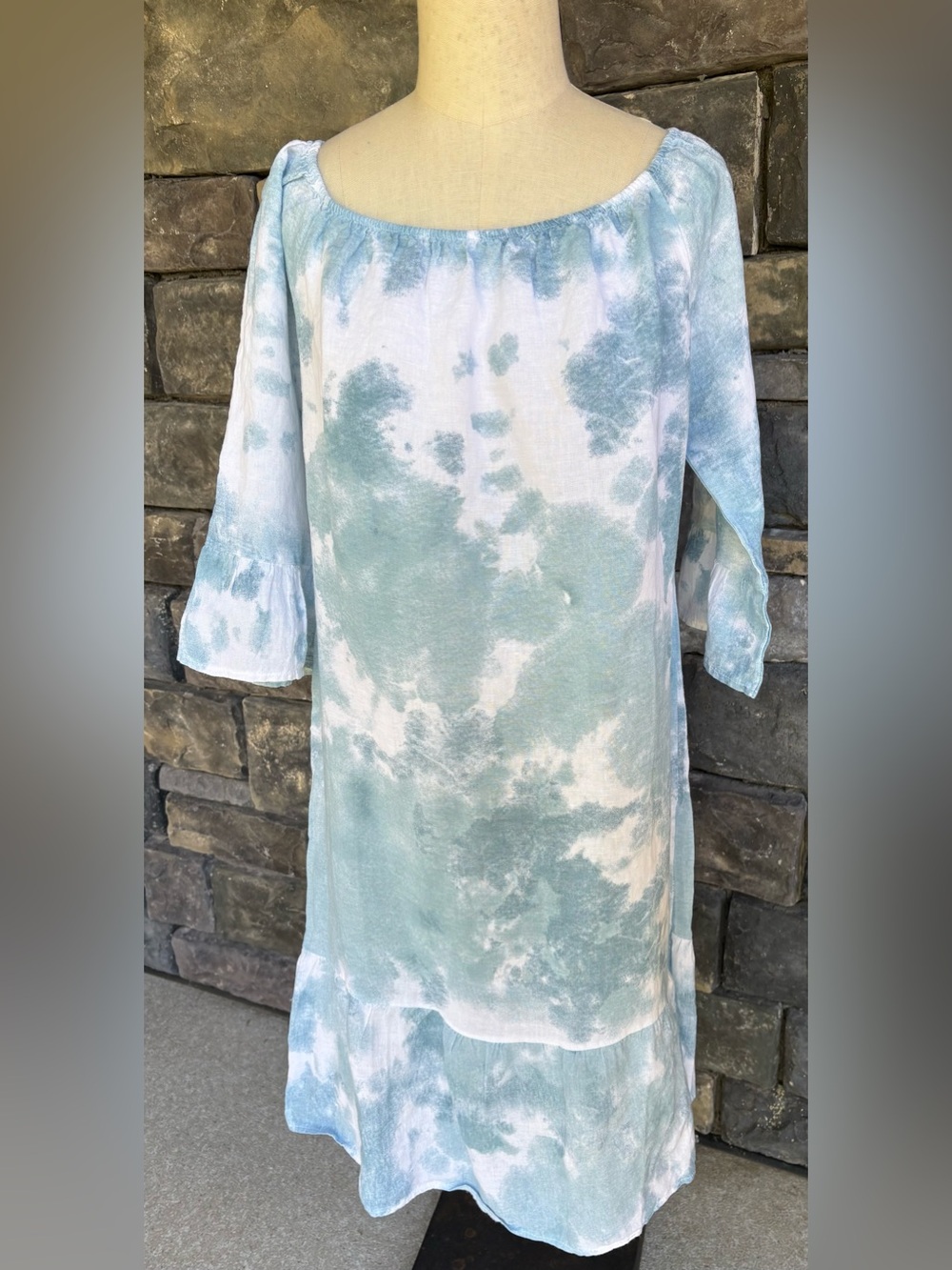 Francesca Bettini 100% Linen Dress Size L Italy Romantic Cottagecore Lagenlook